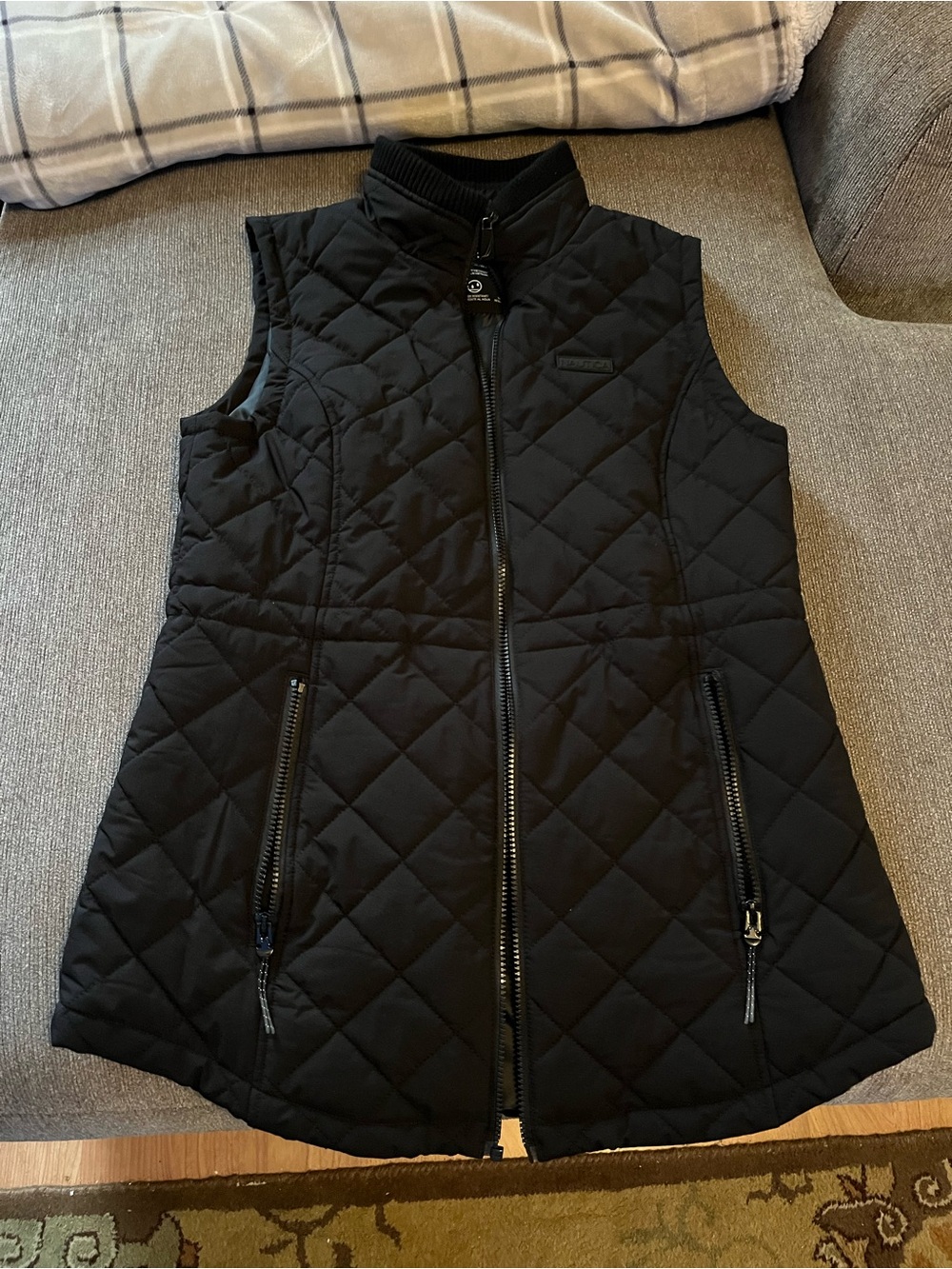 Nautica Black Quilted Sleeveless Vest